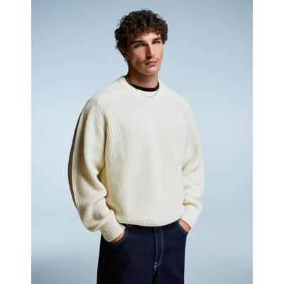 Bershka Purl Knit Wool Blend Sweater Men S Off White