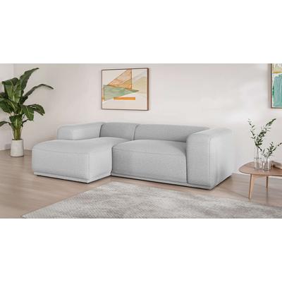 Ecksofa S.OLIVER "EMMERIK Designersofa, L-Form mit Wellenfederung, B/T/H: 260/155/73 cm", grau (hellgrau), B:259,5cm H:73cm T:155cm, 100% Polyester, Sofas, hoher Sitzkomfort, gemütlich und modern, auch in Cord Image