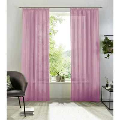 Gardine MY HOME "XANA mit Ösen, Kräuselband oder Schlaufen" Gr. 2, lila (mauve), B:145cm H:175cm, Voile, Polyester, Gardinen, Bestseller, einfarbig, 1 bzw. 2 Schals, pflegeleicht, Schal Image