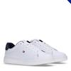 Sneaker TOMMY HILFIGER, Kinder, Gr. 30, weiß (weiß, blau), Lederimitat, modisch, Schuhe, Konfirmationsschuh, Kommunionsschuh mit Logoverzierung
