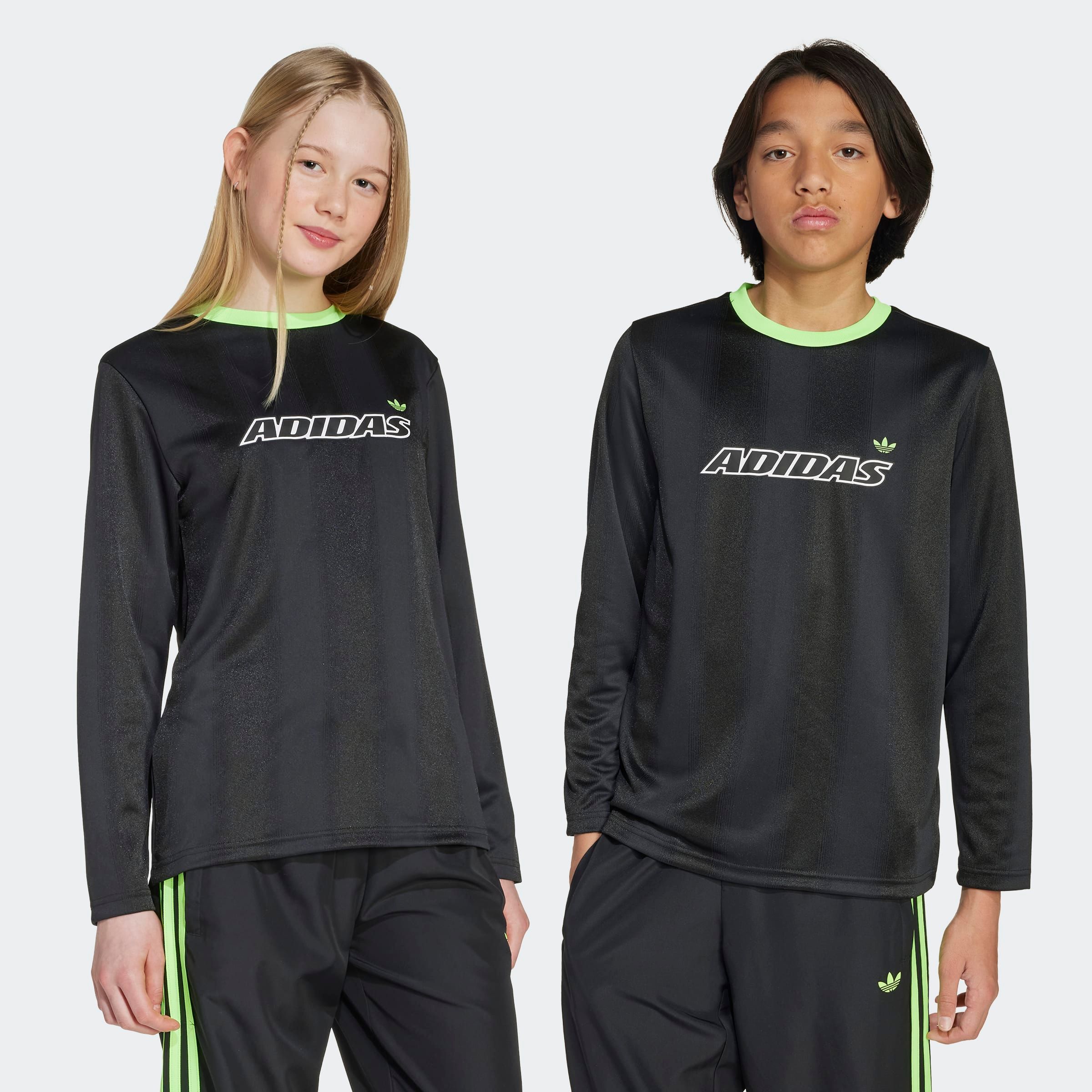 Langarmshirt ADIDAS ORIGINALS "LS TEE", Kinder, Gr. 146, grün (schwarz, signal grün), Obermaterial: 100% Polyester, Shirts Image
