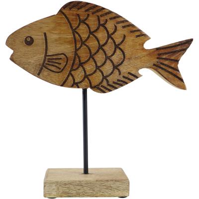 Dekofigur AM DESIGN "Fisch aus Mangoholz und Metall", braun, B:5cm H:25cm T:25cm, Holzwerkstoff, Metall, Dekofiguren, Osterdekoration in drei Größen Image
