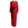 Dolce Gabbana Rotes Maxikleid aus Spitze