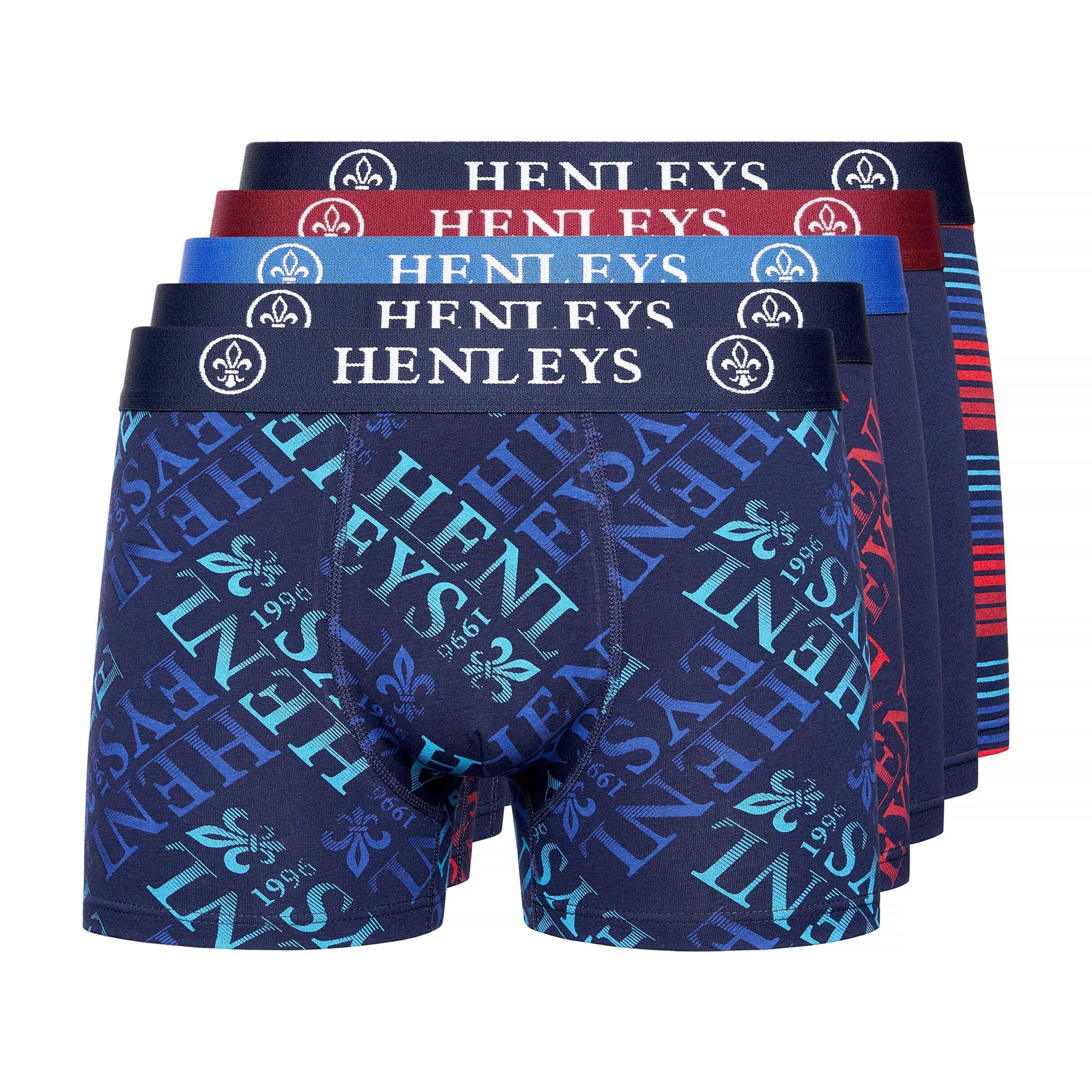 Henleys - "Rutling" Boxershorts für Herren(5er-Pack) (Marineblau) Image