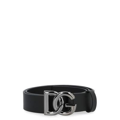 Dg Buckle Leather Belt - Black - Dolce & Gabbana Belts