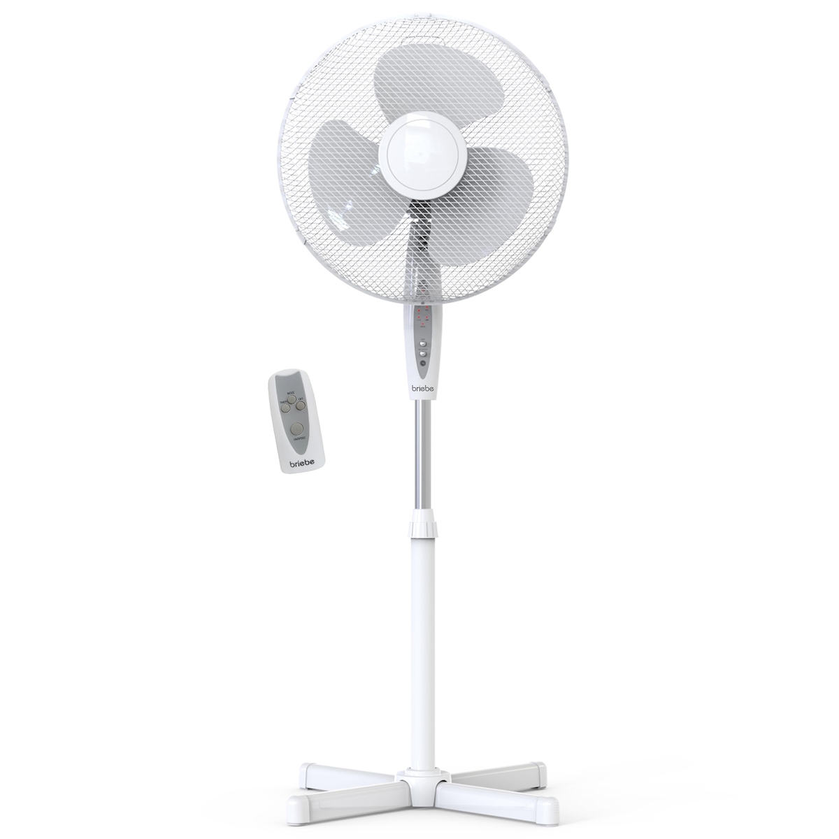 Briebe Leiser Fußventilator, Fernbedienung, 40cm Timer, Oszillierend, Höhenverstellbar, BRI-FN122397W, Weiß Image