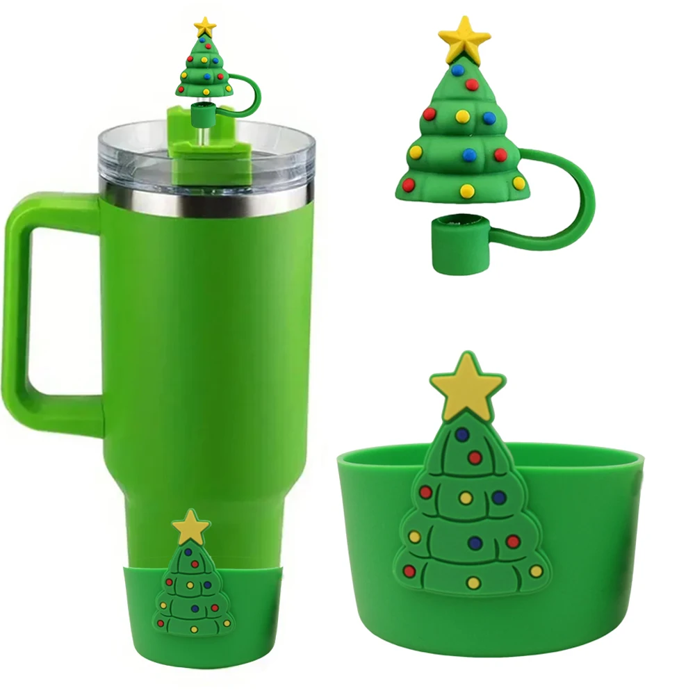 2-teiliges Tumbler-Cup-Zubehör-Set für Stanley 30oz 40oz Tumbler Cup Wasserflasche inklusive Silikon-Strohabdeckung für Weihnachten Image