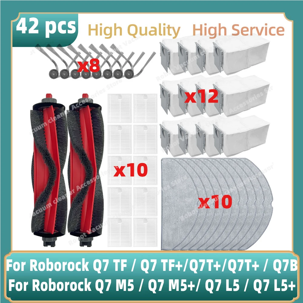 Fit Für (Roborock Q7 M5 / Q8 / Q7 L5 / Q7 L5+ / Q7 TF / Q7 TF+/ Q7B / Q7T+ Plus / Q7 BF+) Teile Hauptseite Pinsel Filter Staubbeutel Image