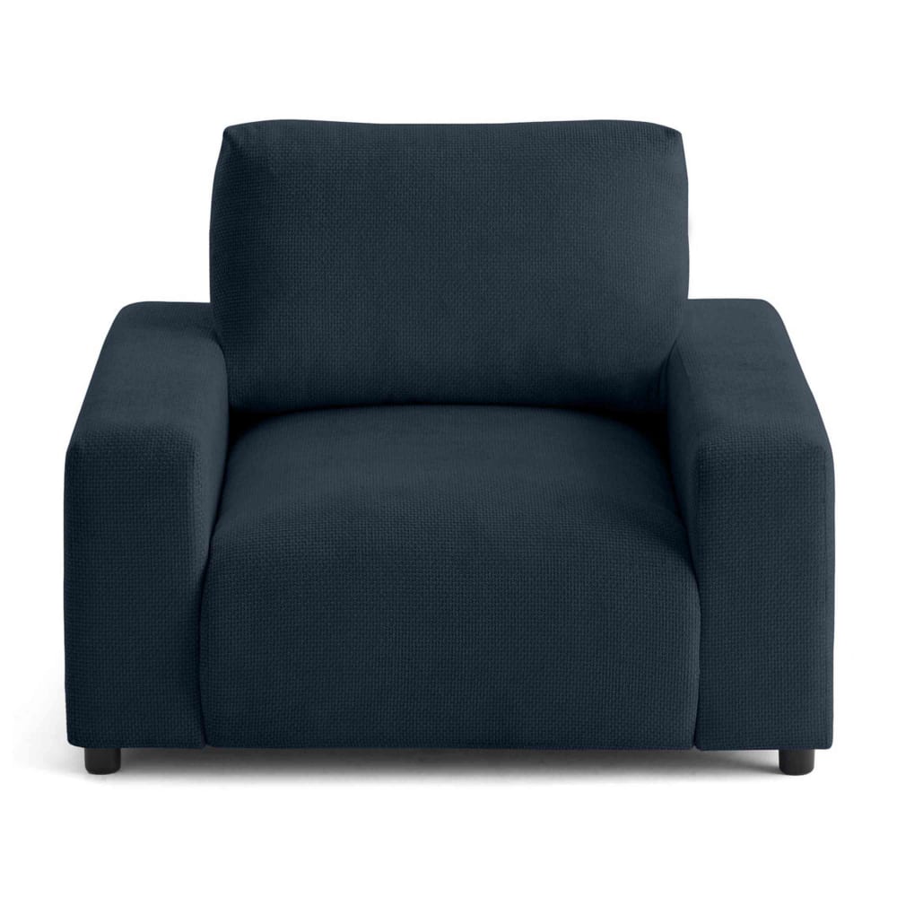 Fauteuil en velours texturé bleu