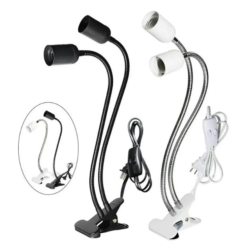 Schwarz-weißes Plug-in-Clip-on-Licht, Schraubbirne, Clip-on-Schreibtischleuchte für Schreibtisch, Bettkopfteil mit Ein-/Aus-Schalter, Klemmlampe zum Lesen