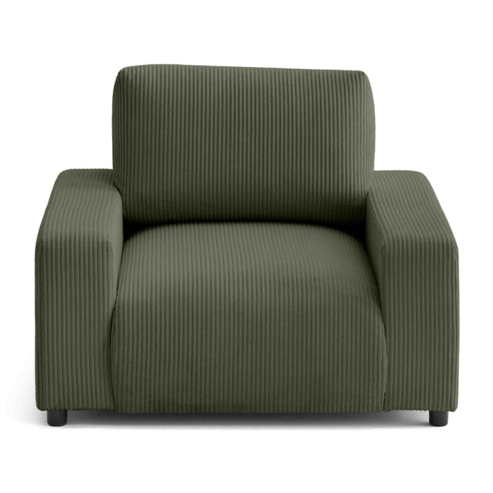 Fauteuil en velours côtelé vert