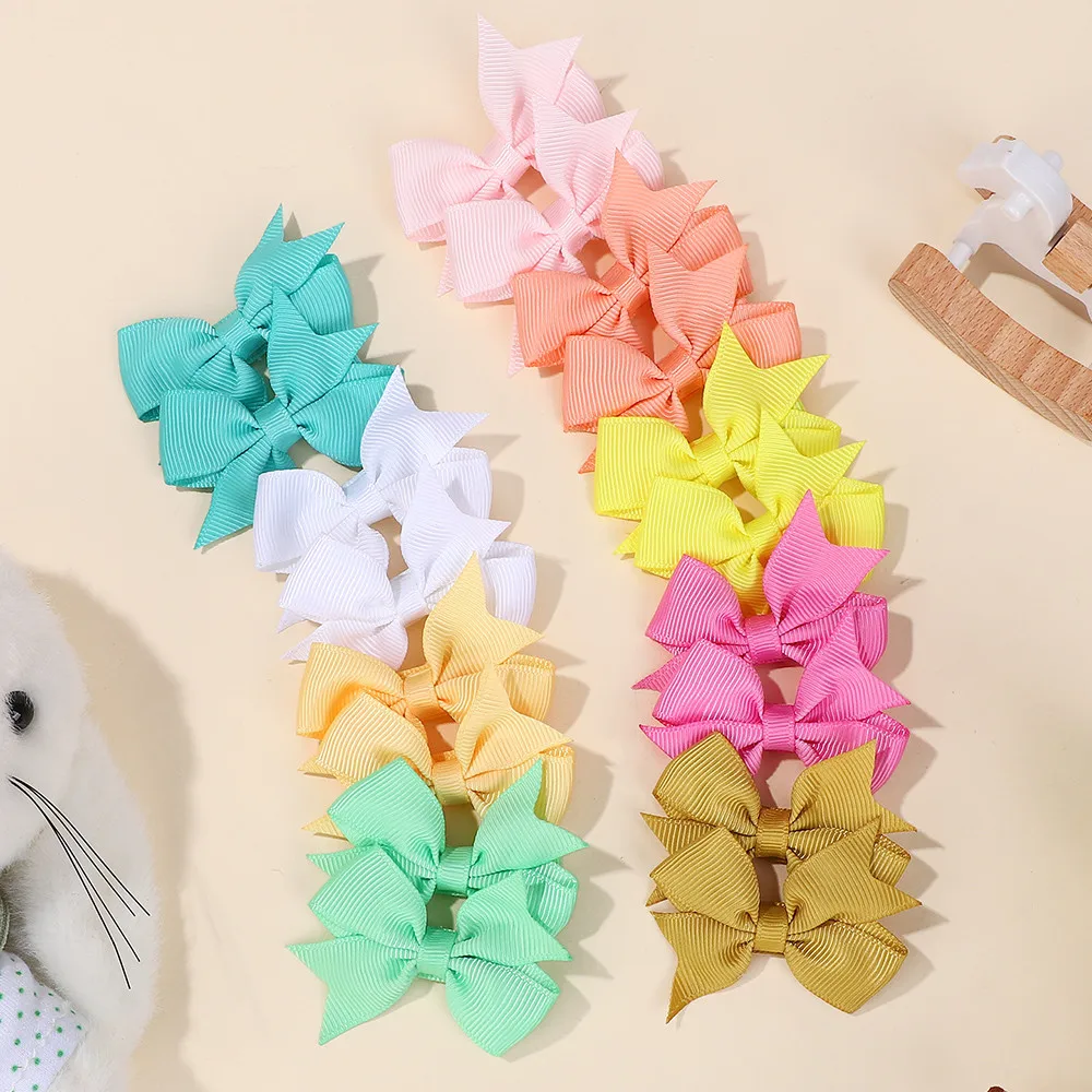 24 stücke Zufällige Farbe Neue Nette Bögen Baby Haar Clips für kinder Mädchen Prinzessin Haarnadeln Barrettes Kinder Haar Zubehör Image