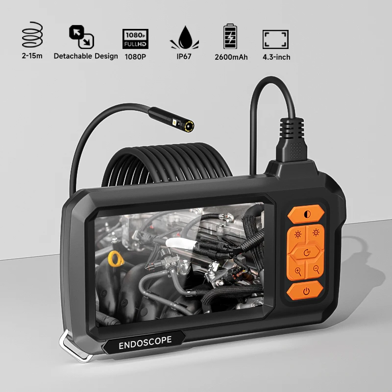 Industrie Endoskop 4,3'' IPS Bildschirm HD1080P Dual Objektiv 2M-20M 8MM Automotive Endoskopie Inspektion Sanitär endoskop Kamera Image