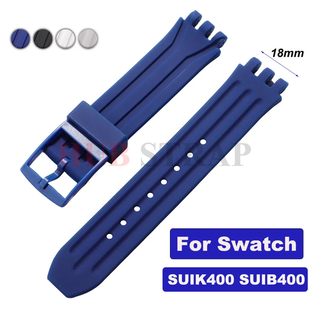 18 mm Silikon-Uhrenarmbänder, wasserdicht, weiches Gummi, Sportuhrenarmband für Swatch SUIK400 SUIB400 Uhrenarmband, Gürtel für Männer und Frauen Image