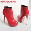 Große Größe 35-47 Patent Leder Frauen Stiefel Runde Kappe Seite Zipper Super High Heels 16 CM Pumpen 2025 Sexy Plattform Party Schuhe Frau