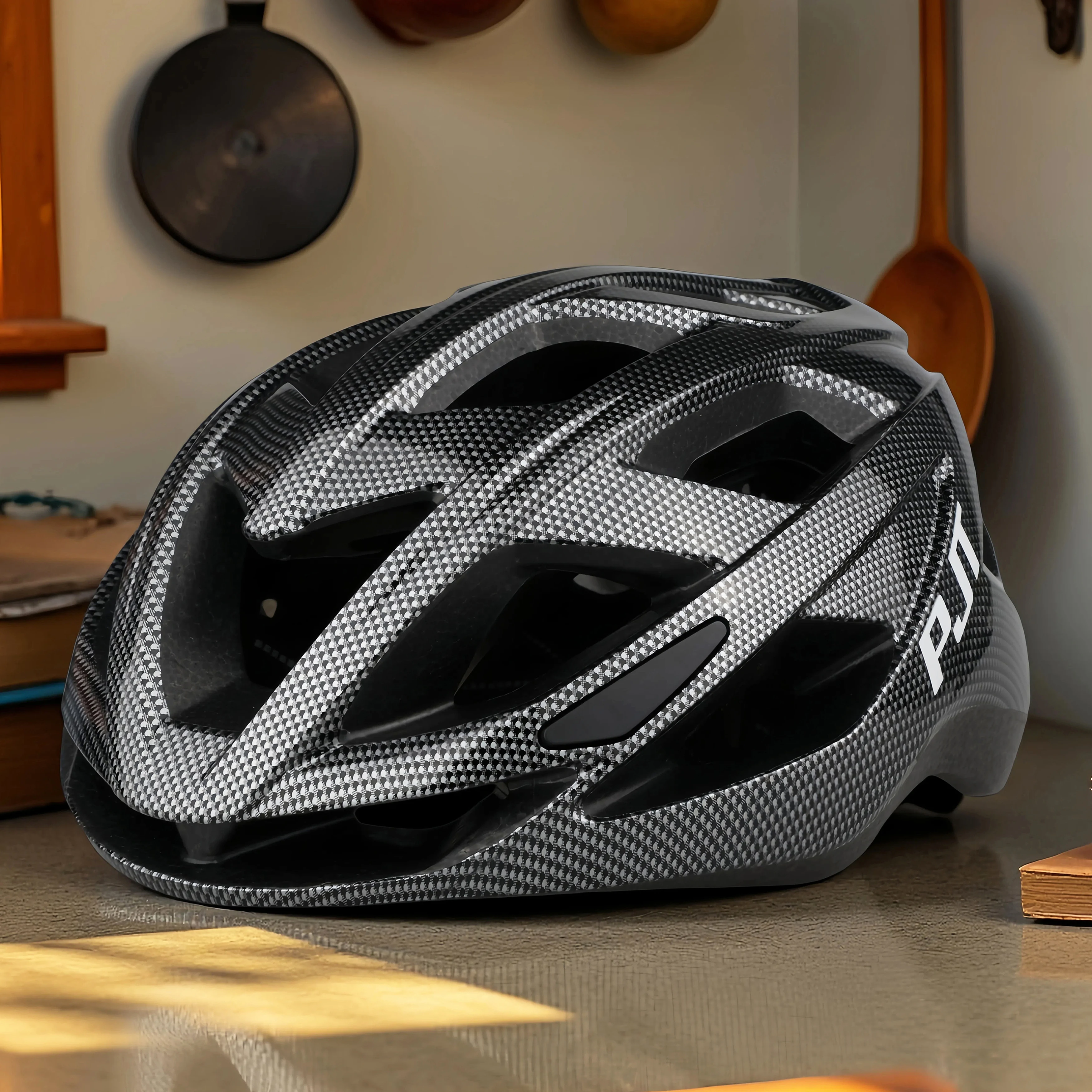 PJT Neuer ultraleichter Fahrradhelm, Sicherheitskappe, Fahrradhelm für Damen und Herren, Rennrad, Ausrüstung, Rennrad, MTB, Erwachsene, Fahrradhelme Image