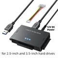 Lettore di dischi rigidi esterni 3 in 1 Adattatore da USB 3.0 a SATA/IDE per HDD/SSD da 2,5 pollici e 3,5 pollici con alimentatore 12V/2A