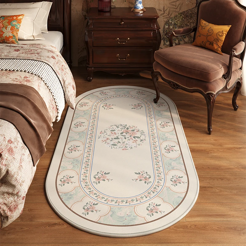 VIKAMA Vintage schmutzabweisender Samt Schlafzimmer Nachttisch Decke Wohnzimmer Sofa Couchtisch Fußstütze Fenster Kommode Fußmatten Image