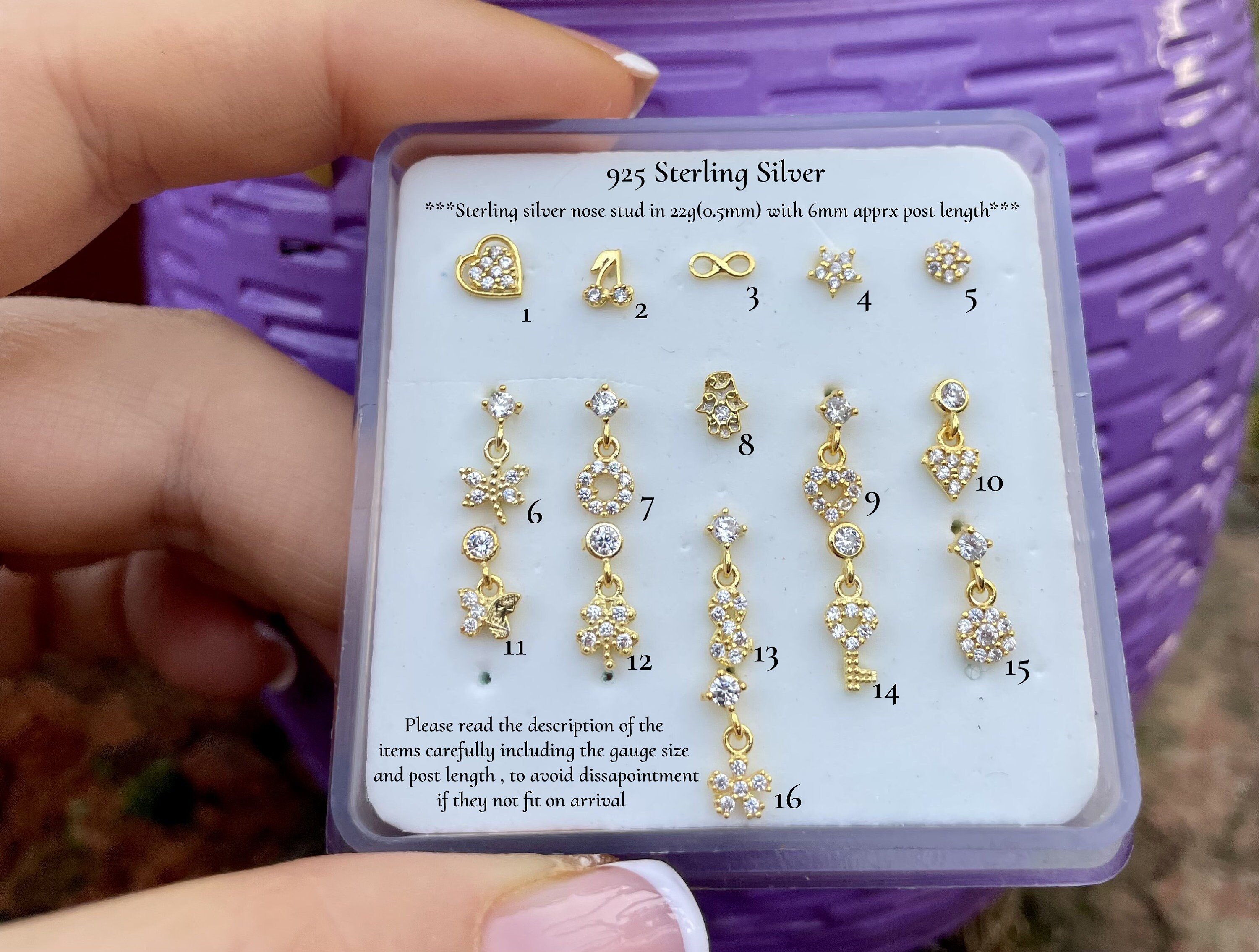 Piercing al naso in argento sterling / Piercing al naso a farfalla, a cuore / Piercing al naso indiano / Piercing al naso piccolo / Piercing al naso i