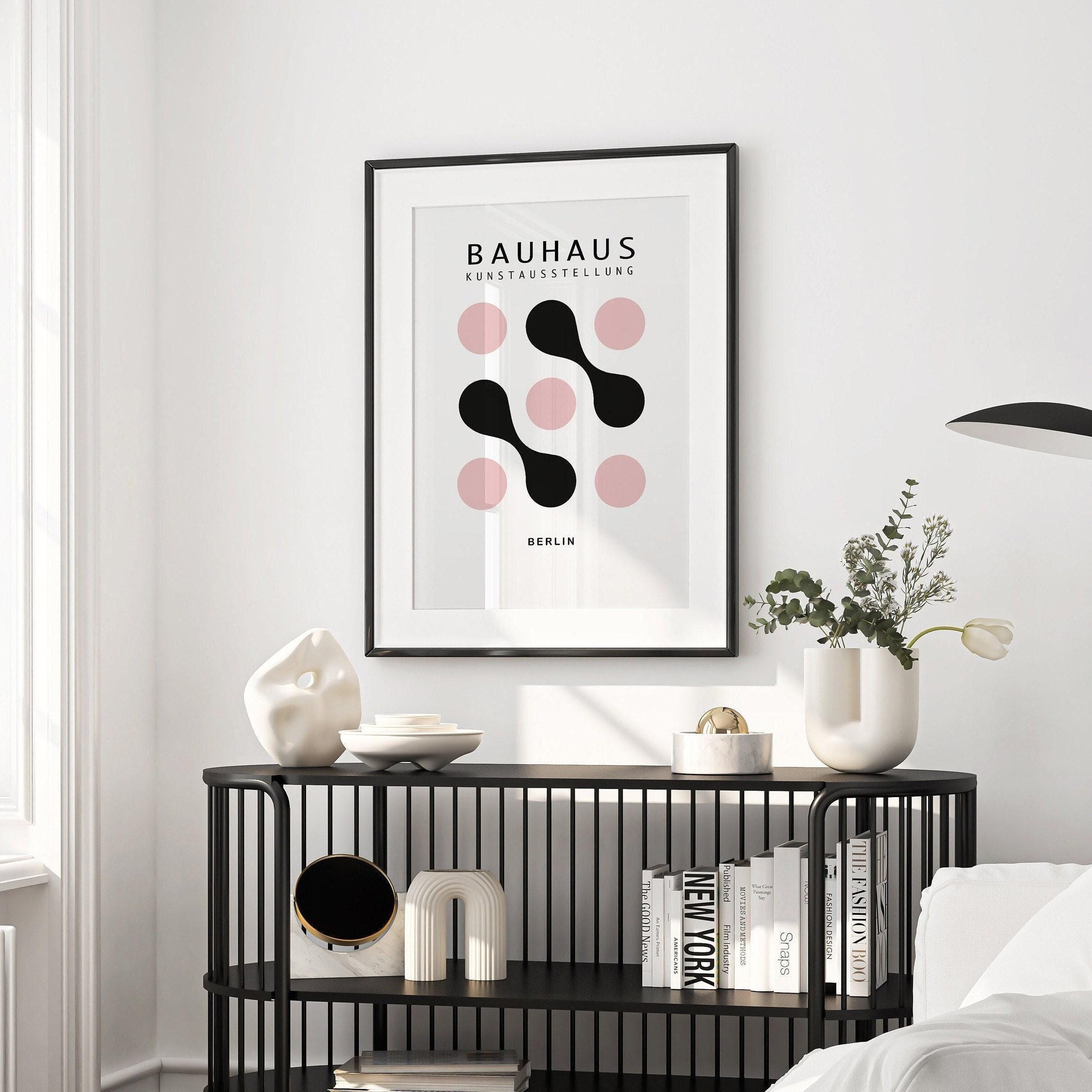 Stampa rosa cipria, arte astratta Bauhaus, arte murale rosa, stampa nera e rosa, decorazione murale rosa, arte murale retrò, arte per soggiorno, stamp