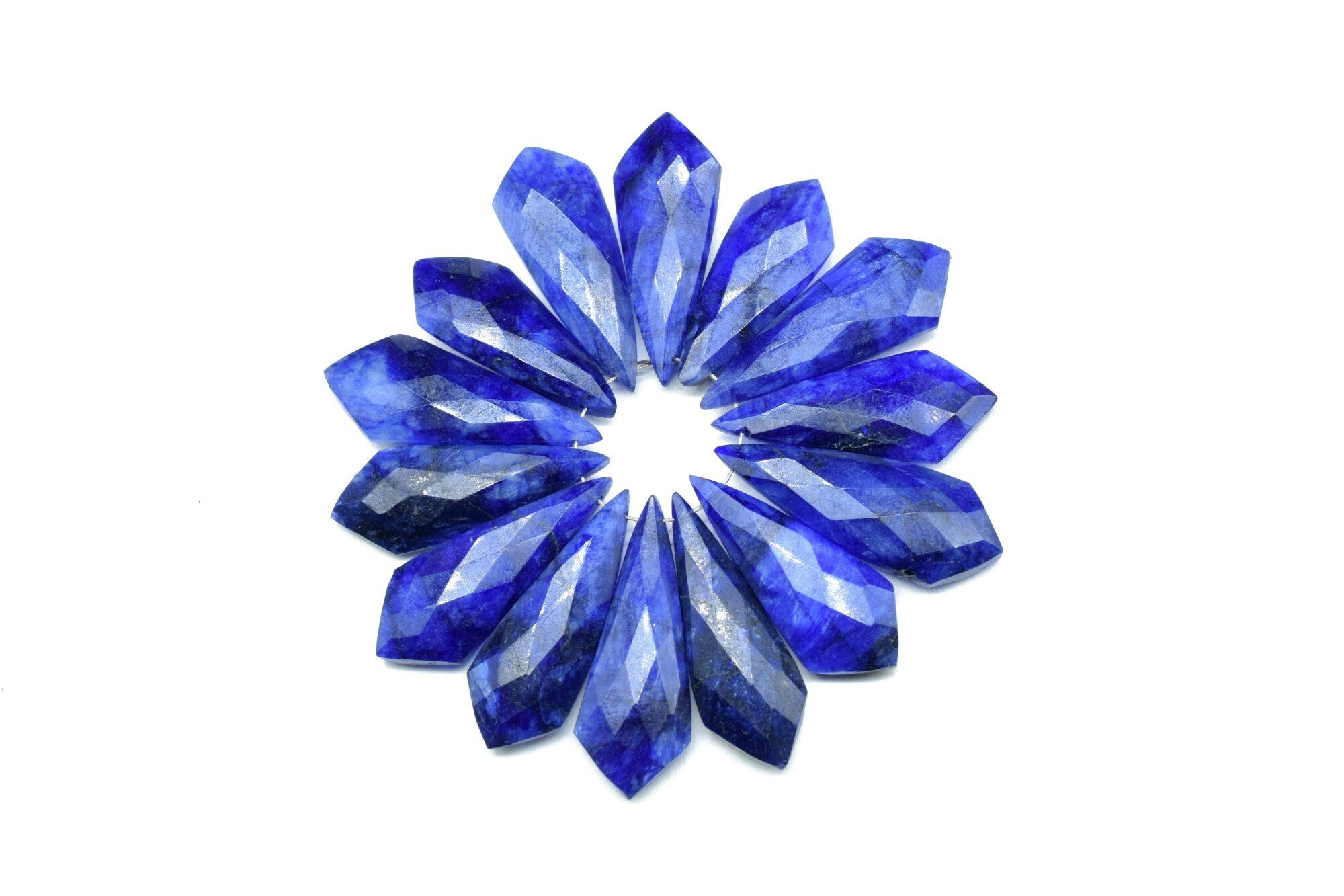 Briolette a goccia di zaffiro 12x27mm, pera di zaffiro, briolette di zaffiro, briolette di briolette a forma di pera sfaccettate blu zaffiro blu