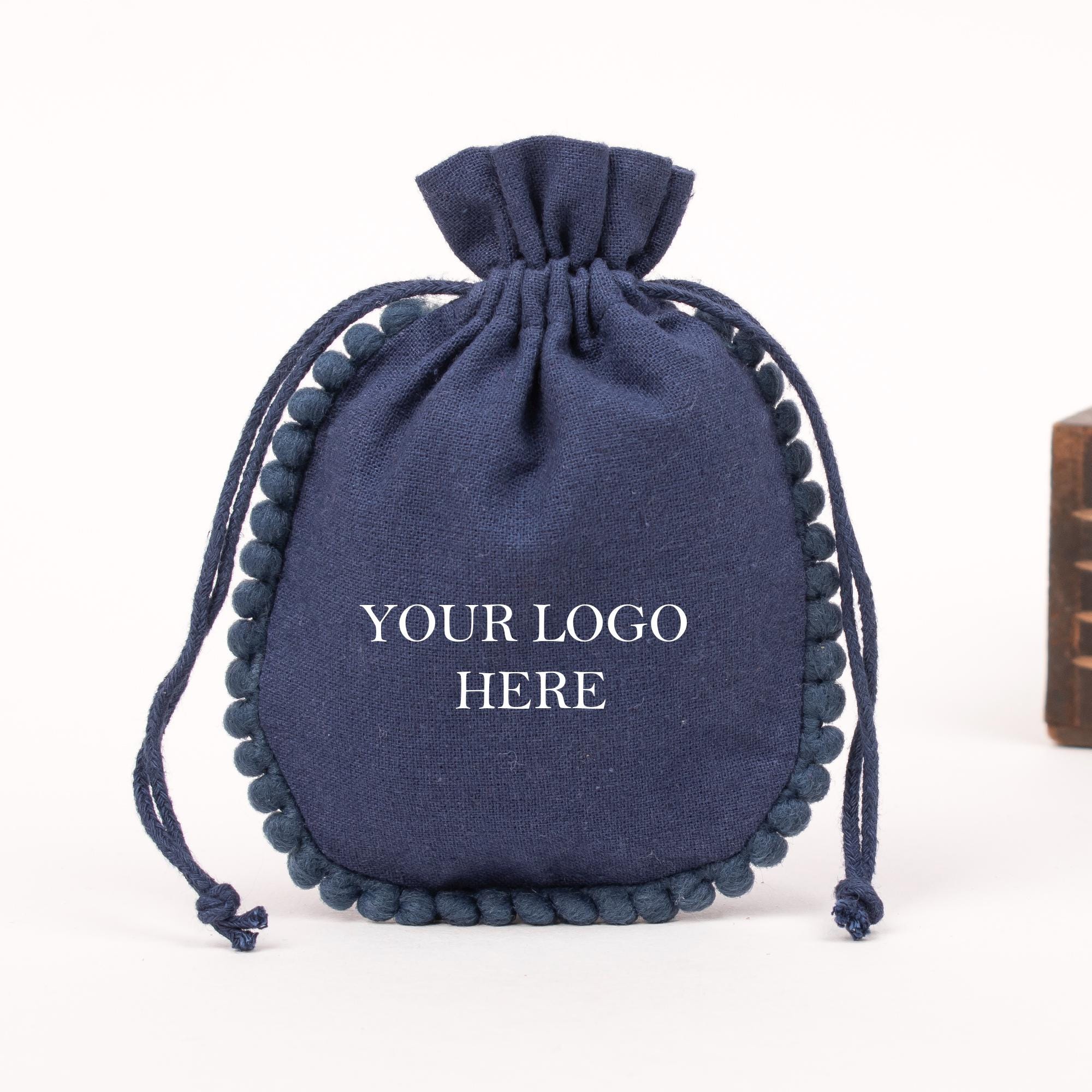 Sacchetto regalo personalizzato con coulisse blu navy, sacchetto in cotone con coulisse, regalo per papà, sacchetto per dadi, piccolo sacchetto porta