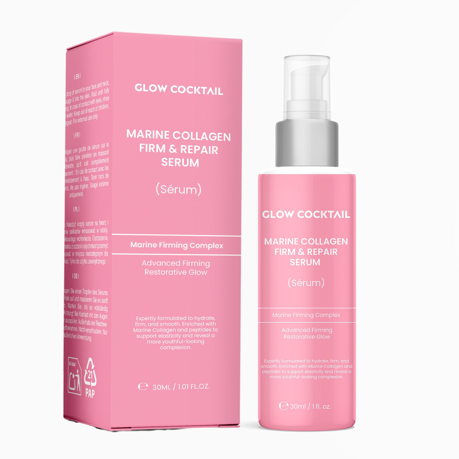 Glow Cocktail Siero rassodante e riparatore al collagene marino 30 ml