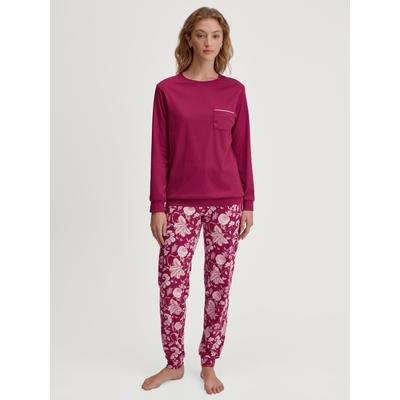 Schlafanzug CALIDA "Sweet Dreams", Damen, Gr. XL (52/54), pink (dahlia pink), Interlock, Obermaterial: 100% Baumwolle, casual, bequem lang, Rundhals, Langarm angesetztes Bündchen, Homewear-Sets, Langarm, Rundhals, Interlock-Qualität, weich, bequem Image