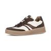 Plateausneaker GABOR "FLORENZ", Damen, Gr. 42, bunt (sanftes weiß, braun), Nappaleder, Veloursleder, unifarben mit Farbeinsatz, sportlich, Schuhe, Freizeitschuh, Halbschuh, Schnürschuh in Bequemweite G (= weit)