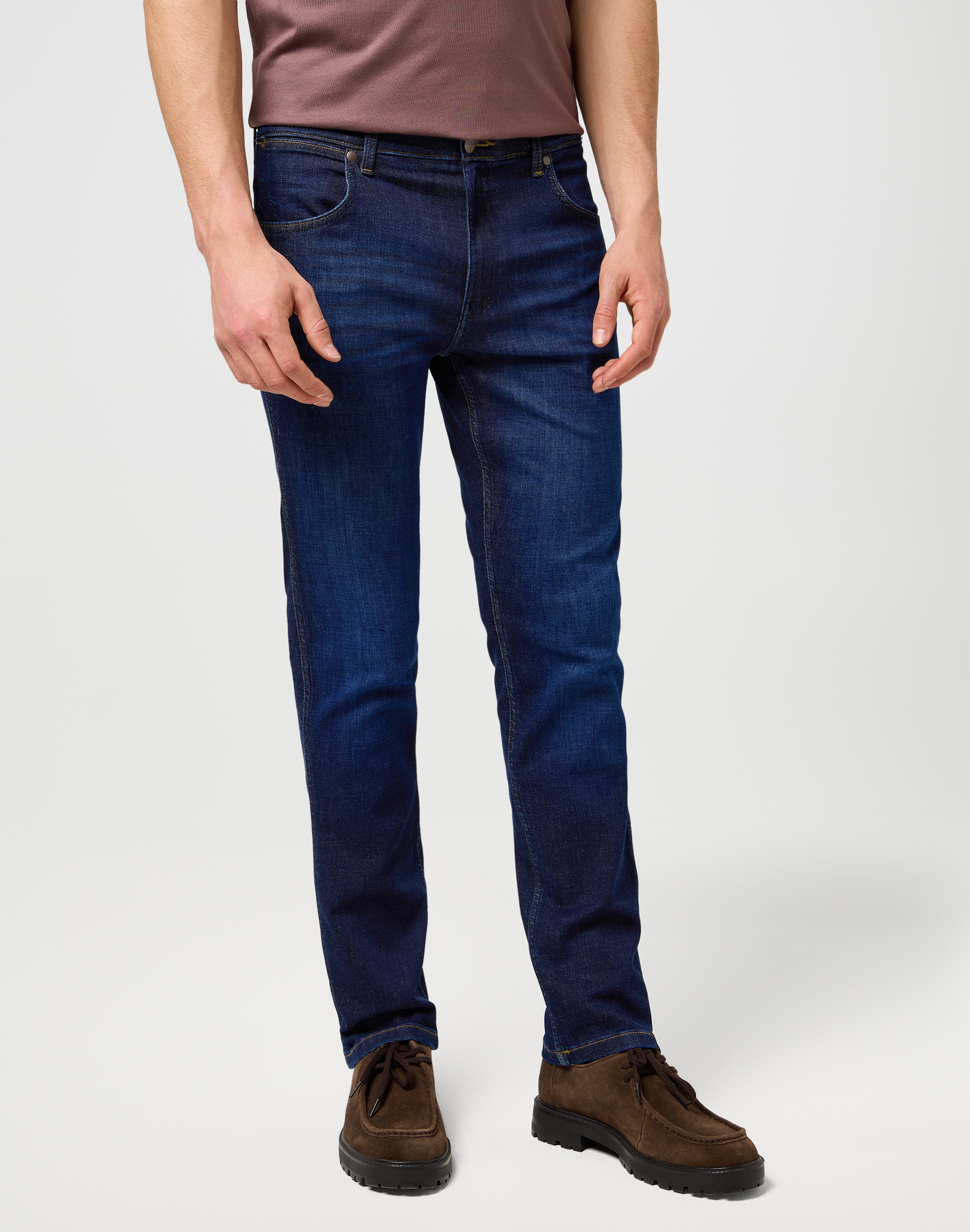 Straight-Jeans WRANGLER "GREENSBORO FREE TO STRETCH", Herren, Gr. 34, Länge 34, rustic navy, Denim/Jeans, Obermaterial: 75% Baumwolle, 23% Polyester, 2% Elasthan, straight fit lang, Jeans Straight-Jeans, Free to stretch material