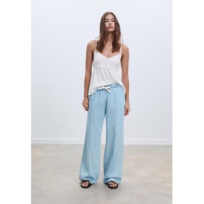 Stradivarius D35 Loose-fitting drawstring jeans MEDIUM LIGHT BLUE DENIM XL
