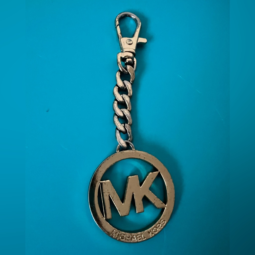 Michael Kors Accessories | Large Vintage Michael Kors Mk Chrome Key Ring Bag Charm | Color: Gold | Size: Os