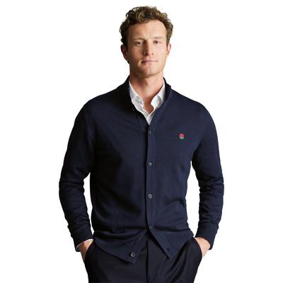 England Rugby Charles Tyrwhitt Rollkragen-Cardigan – Marineblau Image
