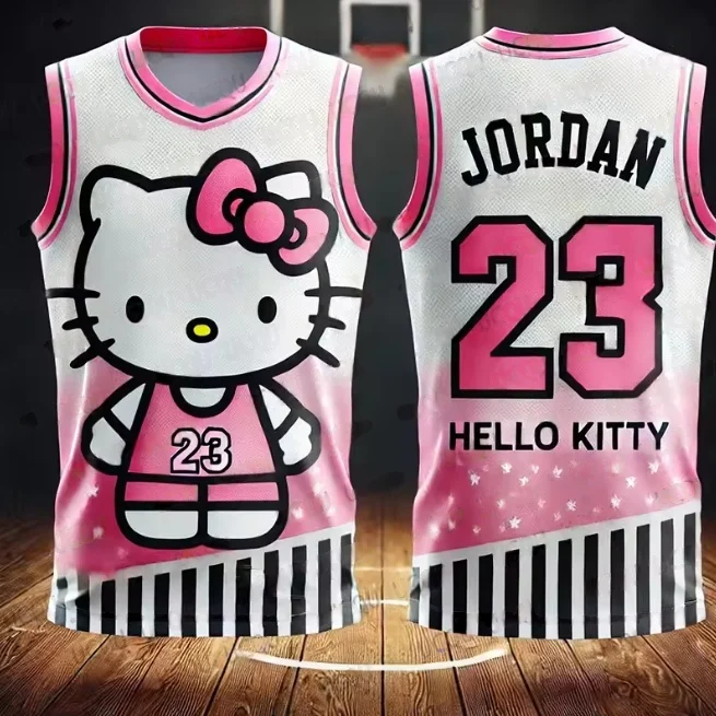 2025 Neue Hello Kitty Special Edition Basketball Weste Jordan 23 Training Jersey Männer Frauen Oversize Ärmelloses Sport T-shirt Top