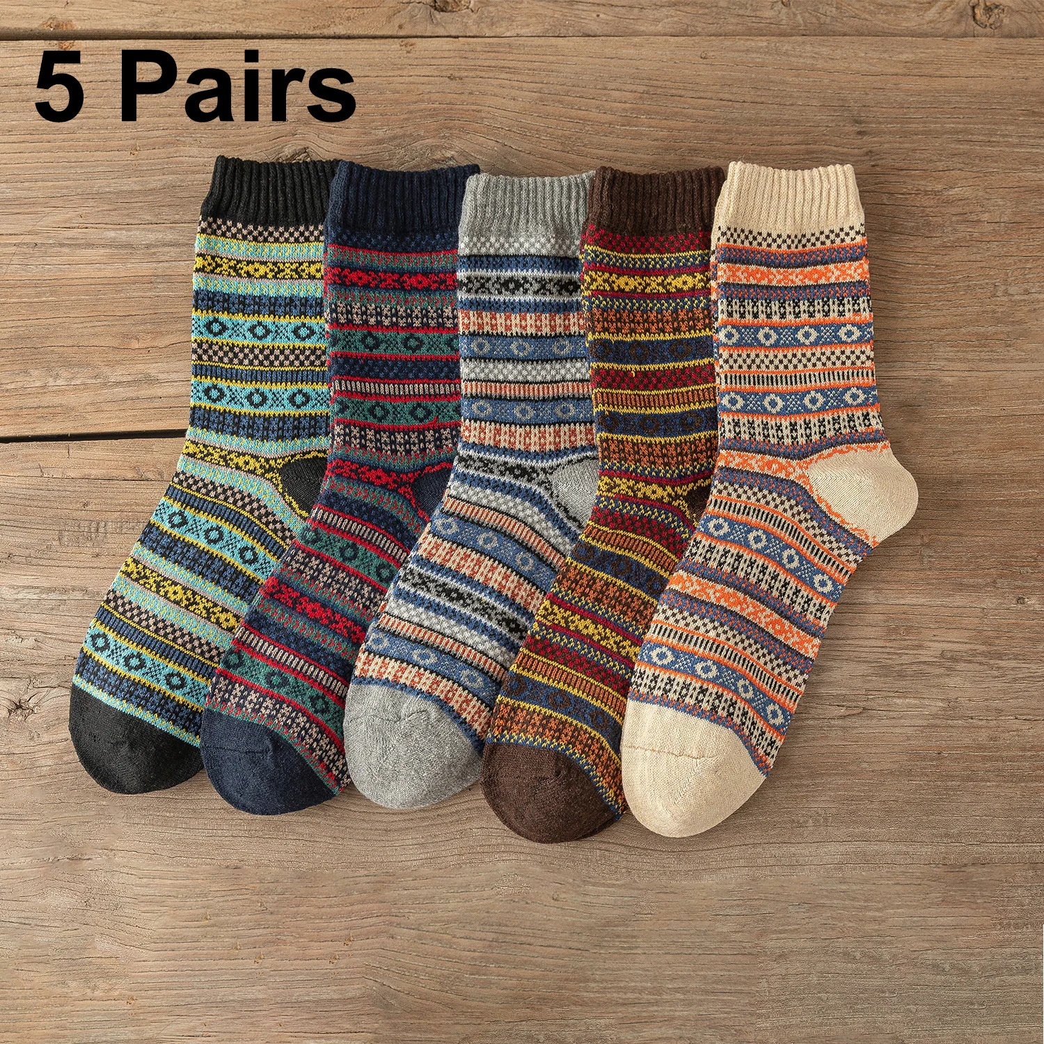 5 Paare/los Neue Witner Männer Socken Frauen Liebhaber Socken Dicke Warme Wolle Socken Vintage Socke Bunte Geschenk Freie größe EUR 37-43