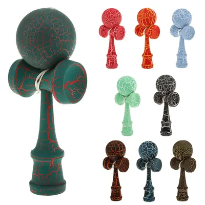 Full Crackle Paint Kendama Japanese Traditional Toy Kids Wooden Skill Ball Games Japanese Wooden Cup Ball String Stick Games