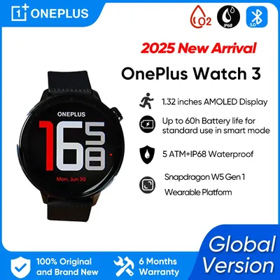 2025 New OnePlus Watch 3 43mm Global Version SmartWatch 1.32’’ AMOLED Display Up to 60h Battery Life Wear OS by Google GPS NFC