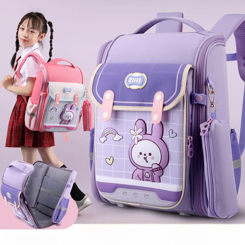 Sacs à dos orthopédiques pour enfants, pour écolières, coque rigide, lapin de dessin animé 3D, sac d'école d'astronaute pour garçon, sac d'école primaire