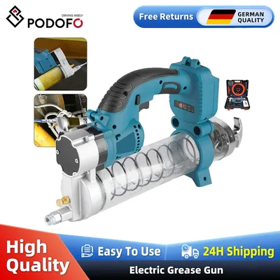 Podofo 10000PSL Electric Grease Machine Cordless High Pressure Car Lubricating Oil Rechargeable Tool For Makita Battery