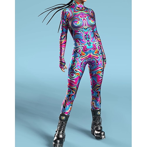 Gemusterte Zentai-Anzüge Cosplay Kostüm Bodysuit Drucken Karnevalskostüm Ganzkörperanzug Herren Damen Jungen Sexy Kostüm Halloween Kostüm für Leistung Party Maskerade Kinder Erwachsene Image