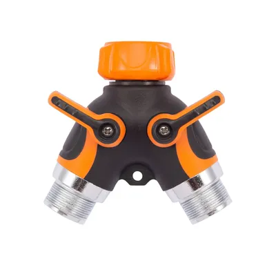 Giraffe Tools Garden Hose Splitter 2 Way Heavy Duty 3/4" GHT Y Connector for Outdoor Faucet Spigot Brass Fitting