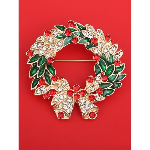 Weihnachts-Strassbroschen-Set für Damen – festlicher Baum, Kranz, Glocke und Weihnachtsmann-Anstecker für Weihnachtsfeiern, Geschenke und Winter-Outfits Image