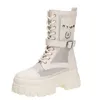 Hohe Qualität Weiches Leder Plattform Frauen Stiefeletten Gothic Stil Coole Frauen Kampf Stiefel Neue Straße Frauen Schuhe Für Sommer