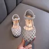 AINYFU Kinder Perle Wohnungen Sandalen Mädchen Prinzessin Strass Party Sandalen kinder Leder Aushöhlen Strand Schuhe Größe 21-36