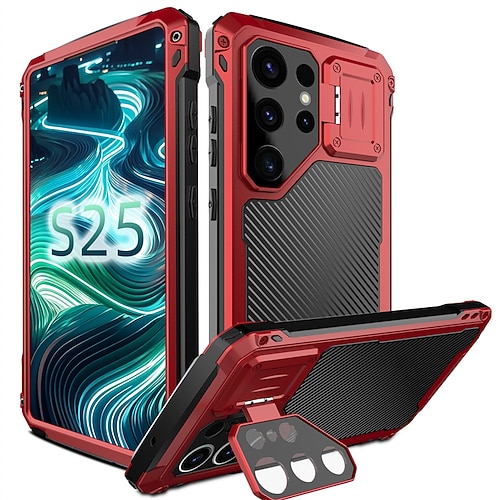 Handy Hülle Handyhüllen Für Samsung Galaxy S25 Ultra S25 Edge S24 Ultra S23 Ultra S22 Ultra Magnetische Adsorption Unterstützt kabelloses Laden Stoßfest Retro Rüstung pet Aluminiumlegierung Image