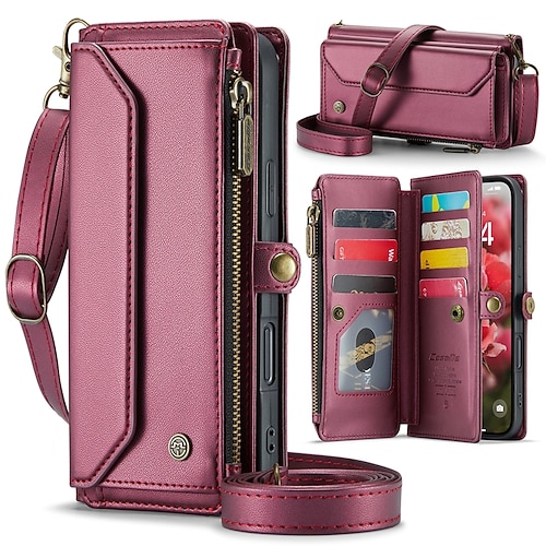 Handy Hülle Handyhüllen Für iPhone 17 Pro Max 17 Air 16 15 14 Pro Max Plus 13 12 11 Pro Max Mini Brieftaschenhülle Mit Ständer Magnetisch mit Trageriemen Retro TPU PC Image