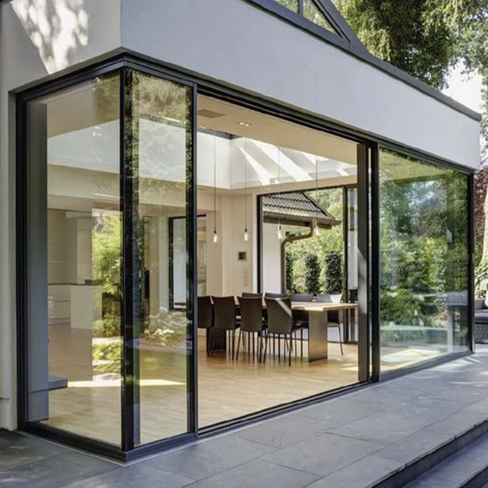 Schiebetürsystem, energieeffizientes, doppelt glasiertes Aluminium, französische Außen- und Terrassen-Eingangstüren für den Hausbalkon, individuell Image