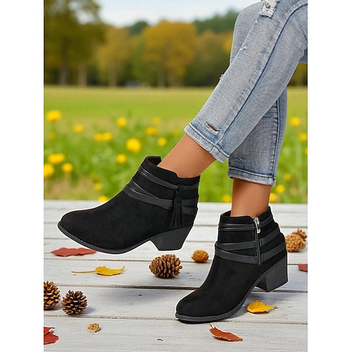 Braune Damenstiefeletten mit Quastenriemen – lässige Stiefeletten aus Wildlederimitat im Westernstil mit niedrigem Absatz für Herbst, Streetwear und Alltagsoutfits Image