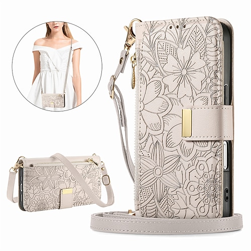 Handy Hülle Handyhüllen Für Samsung Galaxy S25 Plus S25 Ultra S24 Ultra Plus S24 FE A55 A35 A25 A15 5G Brieftaschenhülle Flip-Cover Reisverschluss mit Trageriemen Mit Handgelenkschlaufe Baum Image