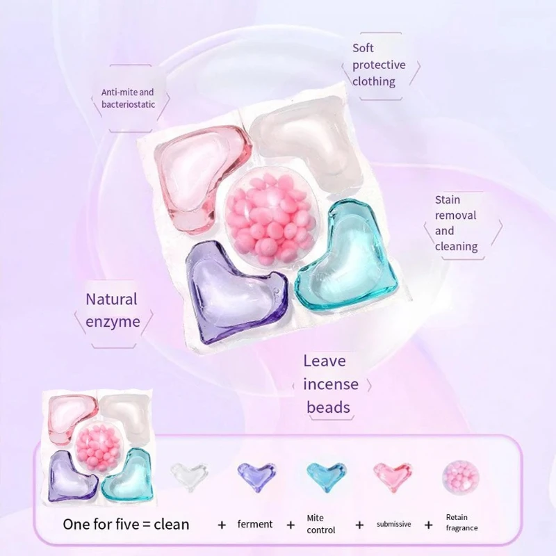 80/100/140 Stück 5 gelegelte Waschmittelperlen, antibakteriell, farbschützend, kraftvolle Reinigung, Kamelienduft Image